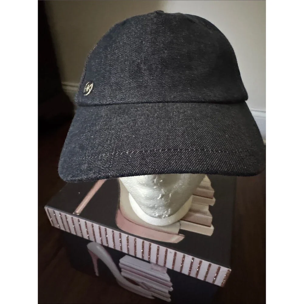 Blue Denim Cap with Small Round Michael Kors Metal Emblem